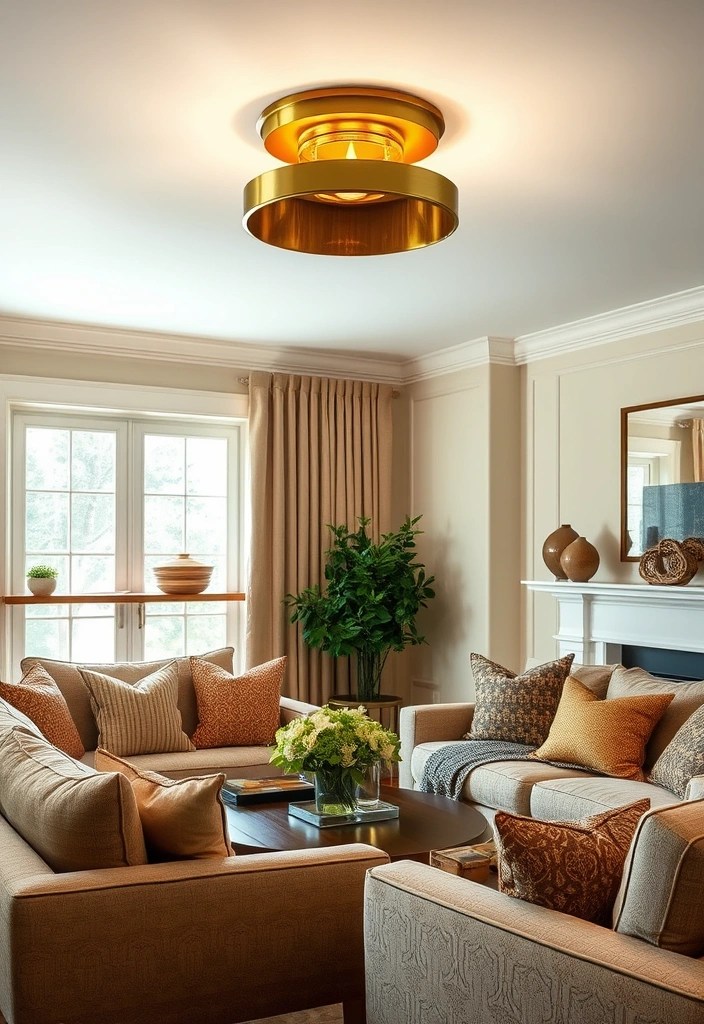 15 Eye-Catching Brass Lighting Fixtures That'll Illuminate Your Space Like Never Before! - 4. Elegant Brass Flush Mount Light