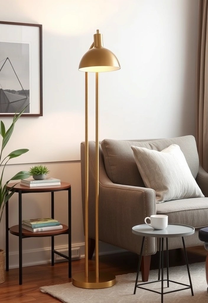 15 Eye-Catching Brass Lighting Fixtures That'll Illuminate Your Space Like Never Before! - 7. Mid-Century Modern Brass Floor Lamp